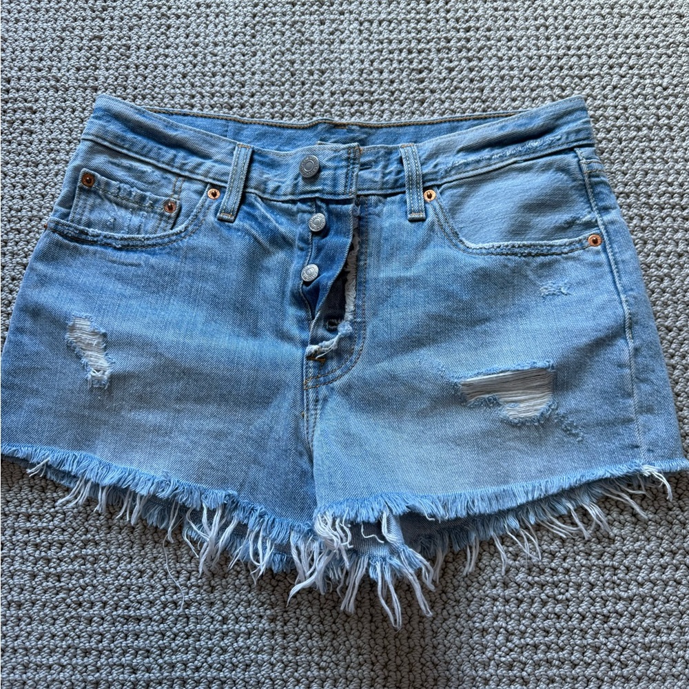 Levi's Light Blue Distressed Jean Shorts